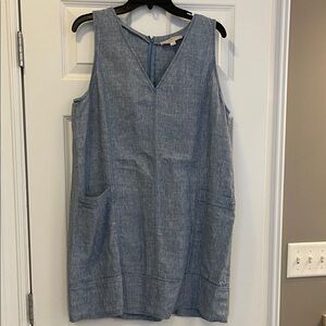 Blue Sleeveless Dress with Pockets